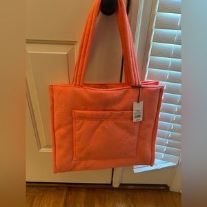 Shade and Shore Terry cloth coral beach pool bag tote